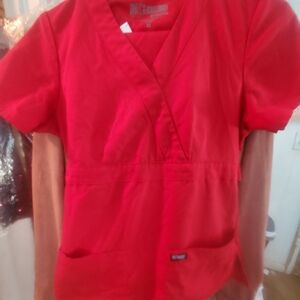 Grey's Anatomy Bright Red V-Neck Scrub Top